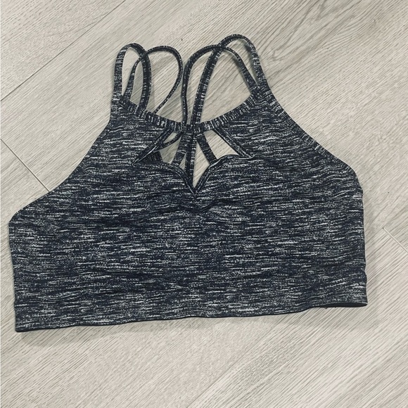Victoria Sport Black and Gray Strappy Sports Bra with sheer design Sz Lg - Picture 2 of 9